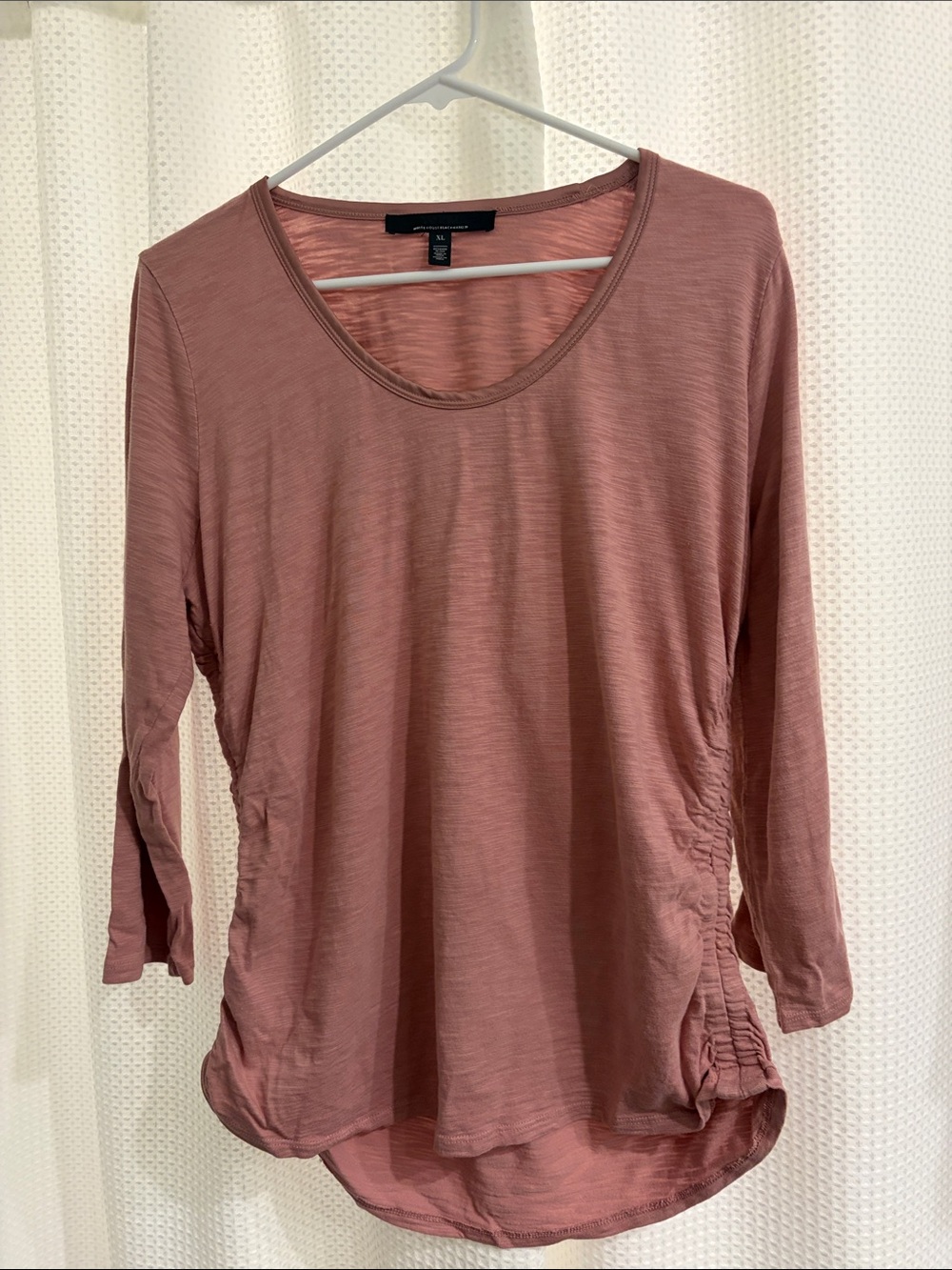 White House Black Market Dusty Rose Scoop Neck Long Sleeve Top